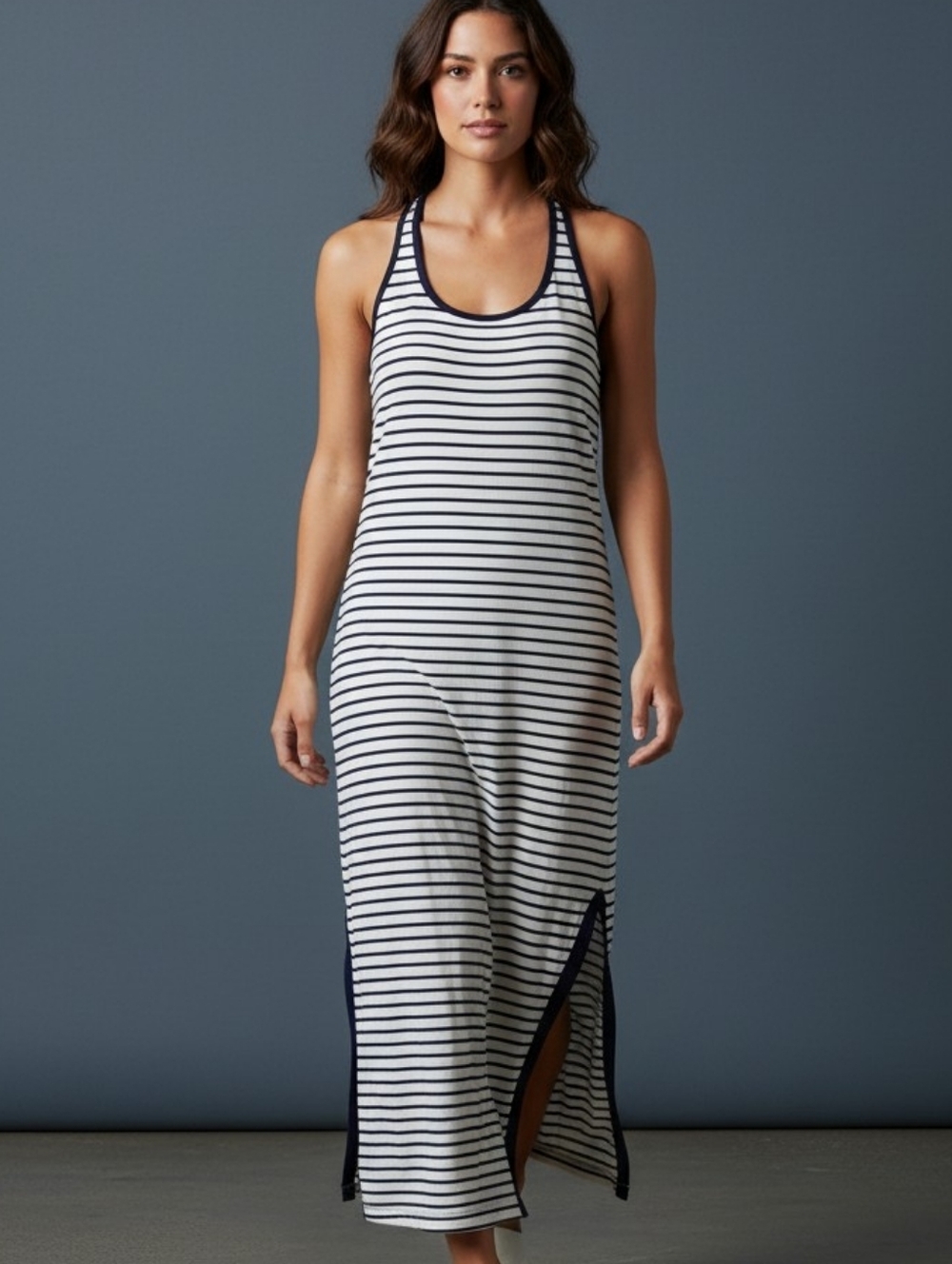 STORYTELLER PLUS SIZE Black & White Striped Maxi Dress
